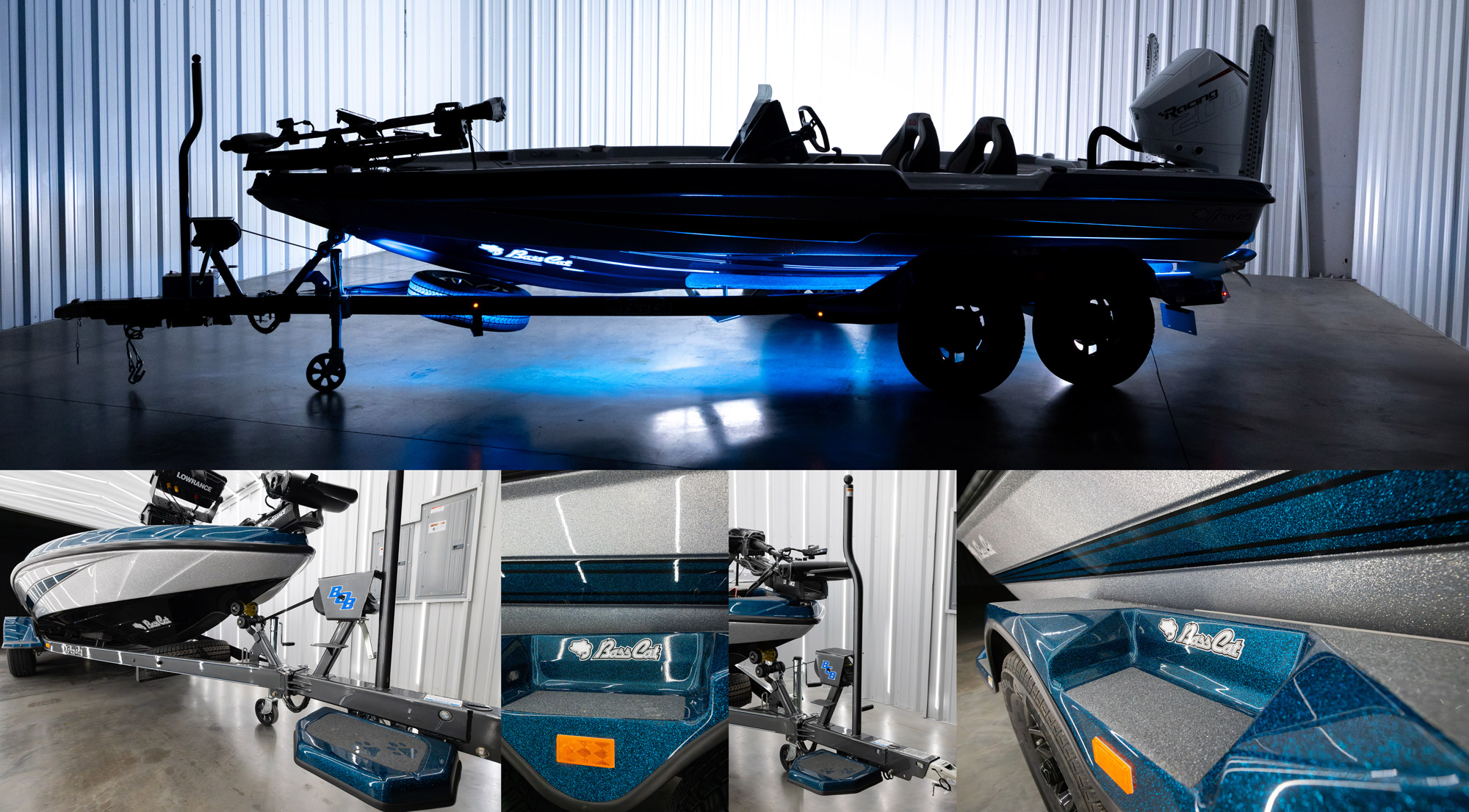 Bass Cat Pantera on EZ Loader trailer with detail shots